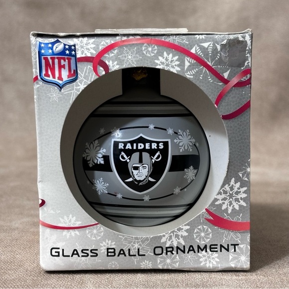 Raiders Double Sided Single Ball Christmas Ornament NFL Football - Picture 1 of 4
